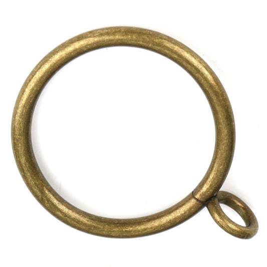 Antique Brass Curtain Rings with Eyelets for Up to 3/4-inch Curtain Rods (Set of 30 PCS Curtain Rings) (1 inch Inner Diameter)