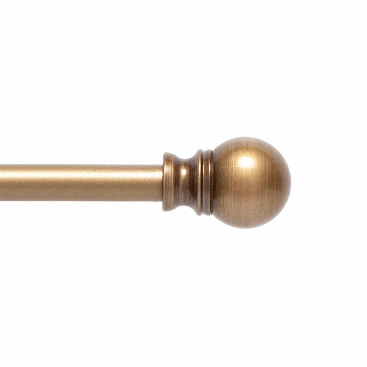 Kenney KN55972 Davenport Ball End Petite Café Decorative Window Curtain Rod, 28-48" Adjustable Length, Brushed Brass Finish, 1/2" Diameter Steel Tube