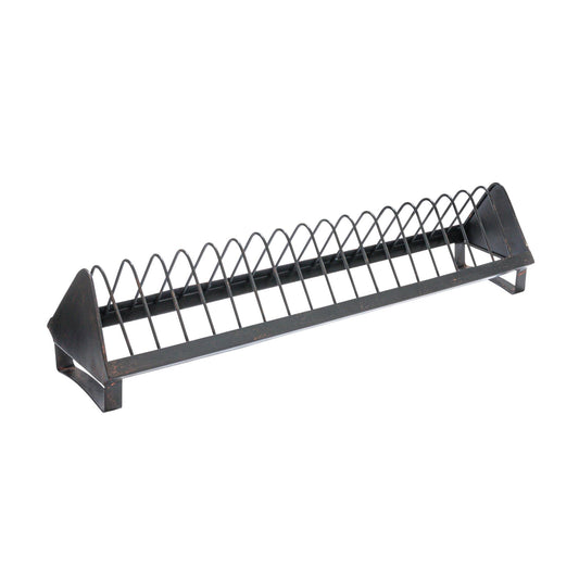 Creative Co-Op Rustic Farmhouse Metal Dish Rack with 18 Slots, Distressed Black Finish