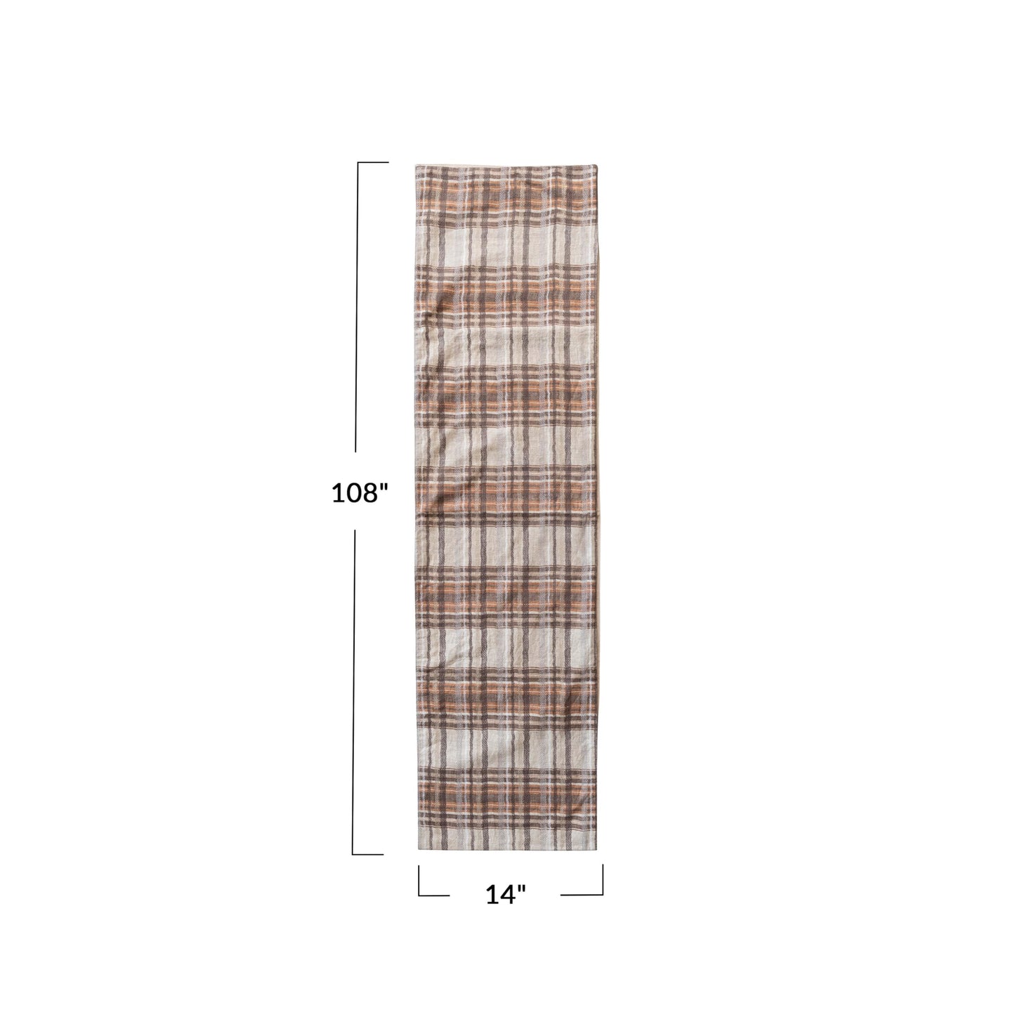 Creative Co-Op Plaid Woven Cotton Table Runner, Cream Color, Brown and Orange