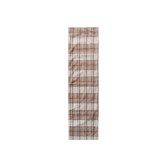 Creative Co-Op Plaid Woven Cotton Table Runner, Cream Color, Brown and Orange