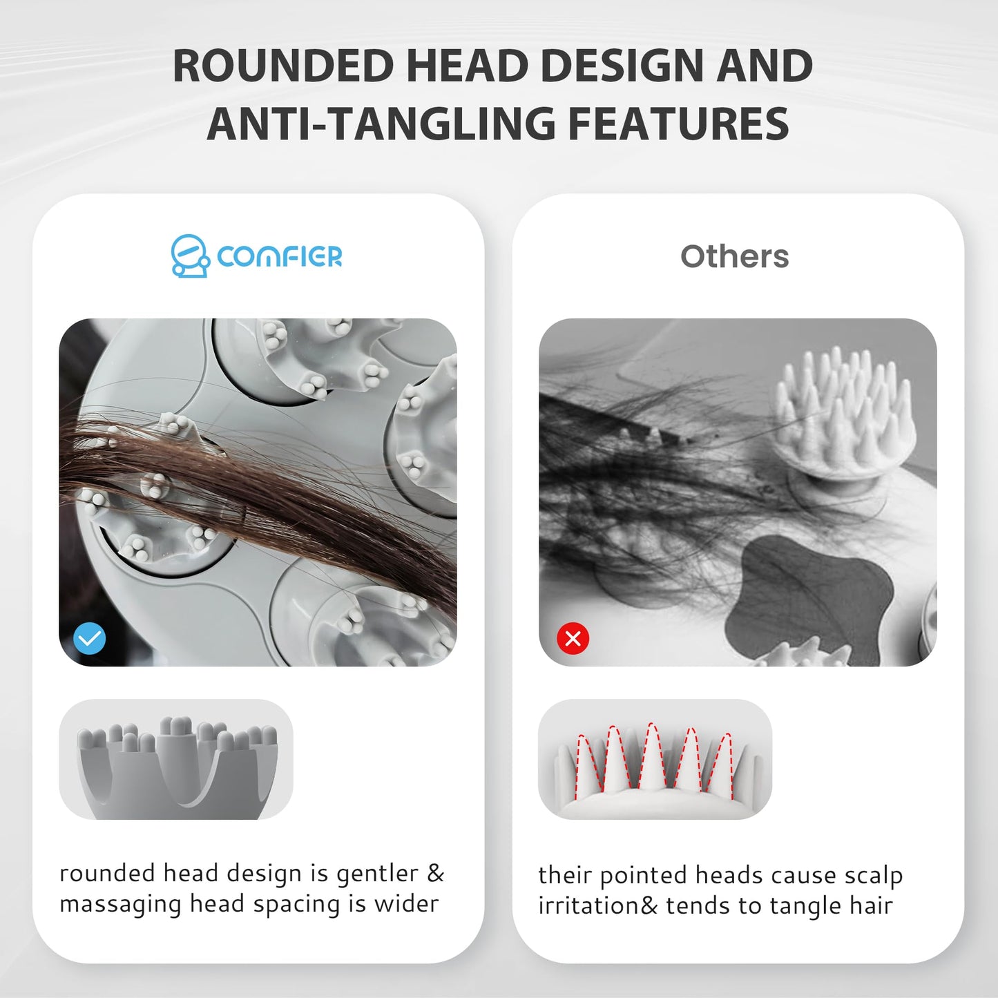 COMFIER Electric Cordless Hair Scalp Massager with Kneading 84 Massage Nodes, Handheld Portable Head Scratcher Massager for Hair Growth, Deep Clean and Stress Relax, Gifts for Men Dad