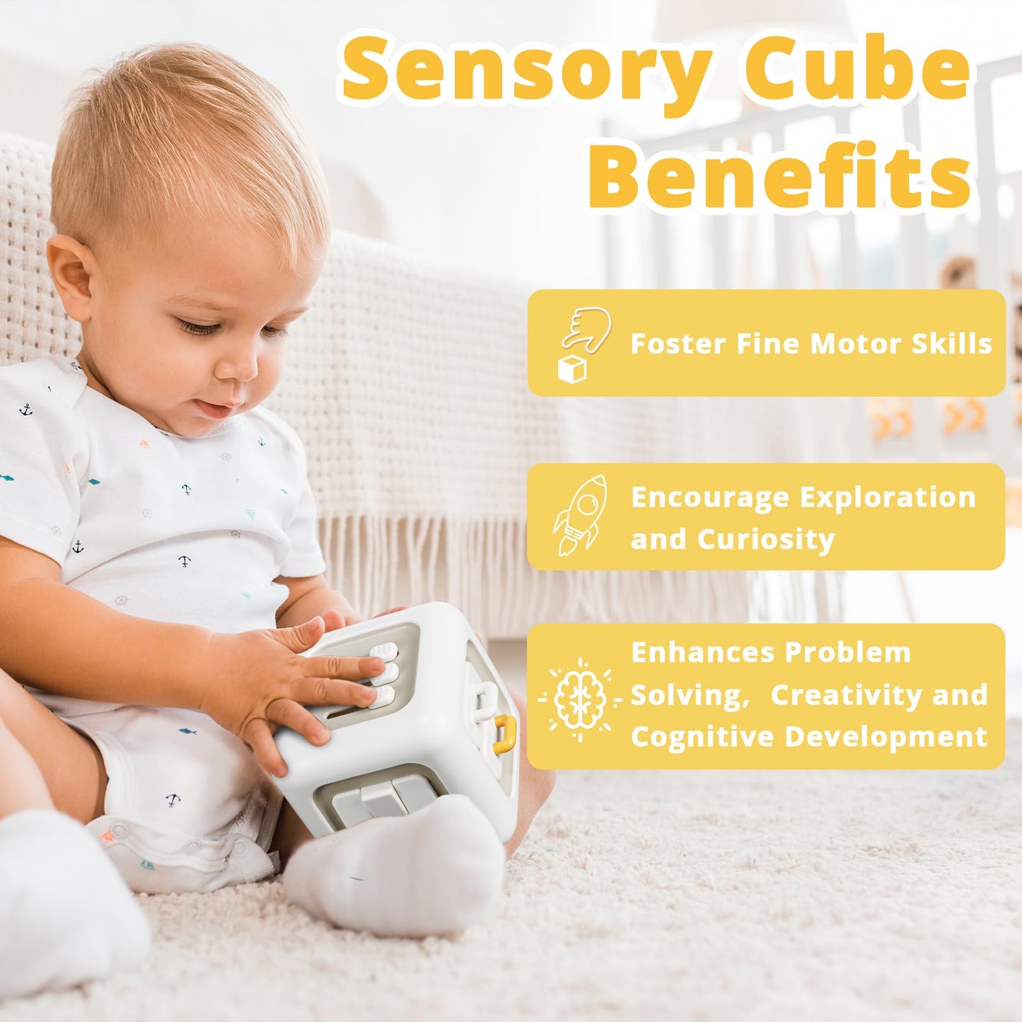 SOCBTNSO Busy Cube Toys for 1 Year Old Boy, Montessori Toys for 1+ Year Old, Travel Sensory Toys for Toddlers 1-3, Learning Fine Motor Skills| 1st Birthday Gifts Stocking Stuffers Boy 12 Months +