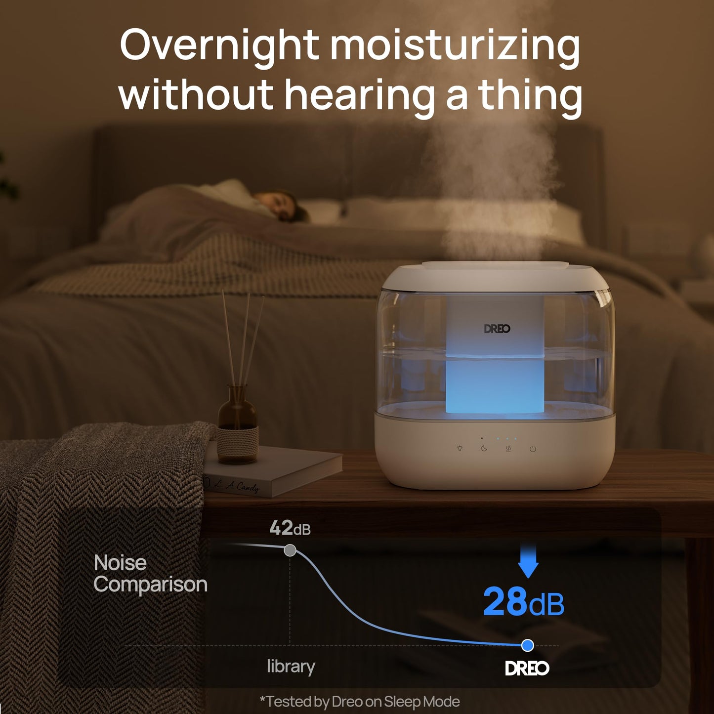 Dreo Humidifiers for Bedroom, Top Fill 4L Supersized Cool Mist Humidifier with Oil Diffuser and Nightlight, 32H Runtime, Quiet Ultrasonic Humidifiers for Home, Large Room, Baby Nursery and Plants