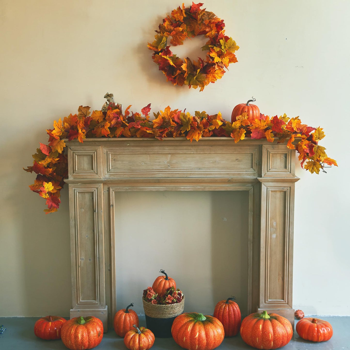 Anna's Whimsy 3 Pcs 21FT【Upgrade Length】 Thanks Garlands, Artificial Maple Garland, Hanging Vine Garland Artificial Autumn Vines for Home Wedding Fireplace Party Thanksgiving Decor