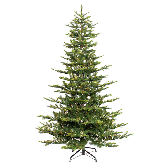 Puleo International 7.5 Foot Pre-Lit Aspen Fir Artificial Christmas Tree with 700 UL Listed Clear Lights Green