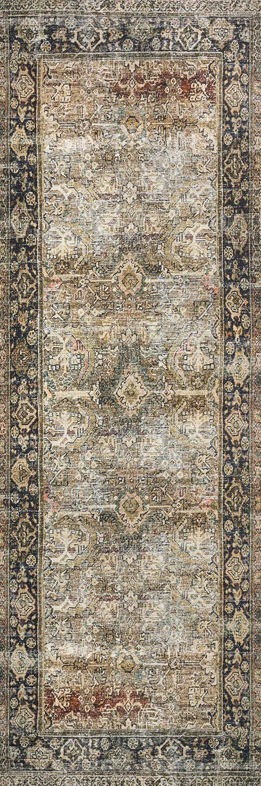 Loloi Layla 9'-0" x 12'-0" Area Rug in Olive/Charcoal - Thick Area Rug, Soft Area Rug with, Vintage Inspired Distressed Design, Low Pile, Non-Shedding, Easy Clean, Durable Living Room Rug