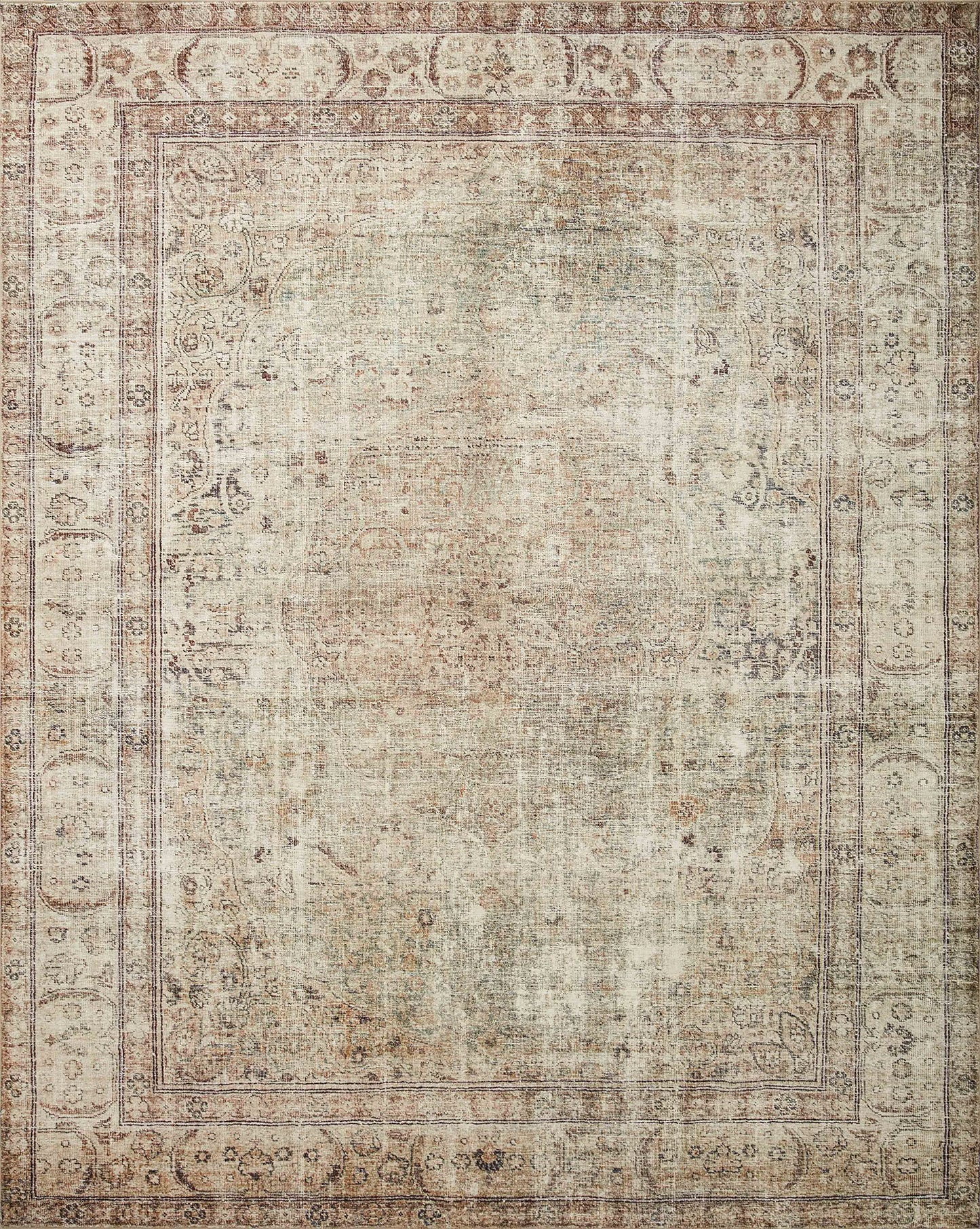 Loloi Margot Collection MAT-01 Antique/Sage 3'-6" x 5'-6", .38" Thick, Accent Rug, feat.CloudPile, Soft, Durable, Printed, Medallion, Low Pile, Non-Shedding, Easy Clean, Living Room Rug