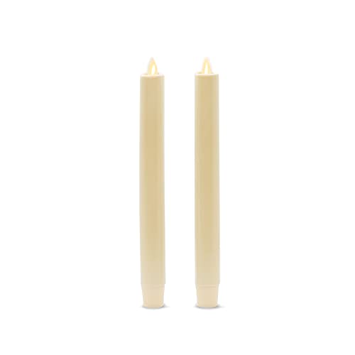 Luminara Set of 2 Moving Flame LED Taper (1x9.75), Flameless Candle, Melted Edge, Smooth Wax, Unscented (Ivory)