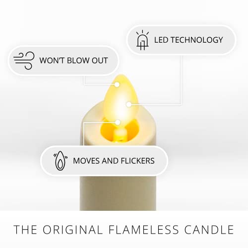 Luminara Set of 2 Moving Flame LED Taper (1x9.75), Flameless Candle, Melted Edge, Smooth Wax, Unscented (Ivory)