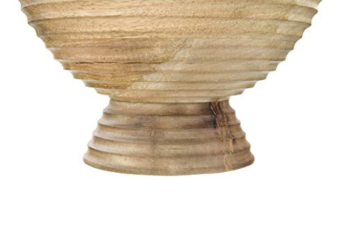 Creative Co-Op DF2440 Ridged Mango Wood Footed Bowl, Brown, 5 quarts, Large