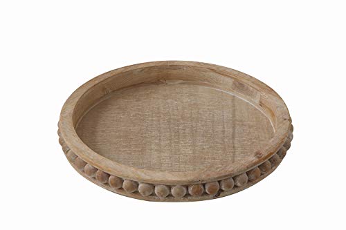 Whitewashed Round Decorative Wood Tray