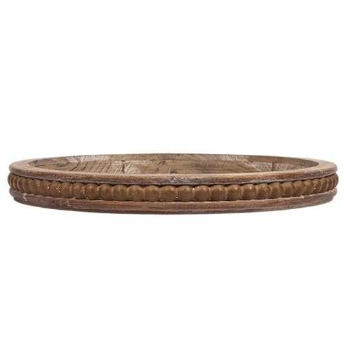 Whitewashed Round Decorative Wood Tray