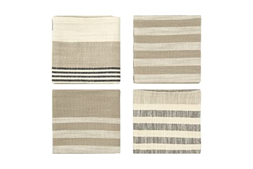 Creative Co-Op Taupe, Black & Cream Striped Cotton Woven Napkins (Set of 4 Pieces)