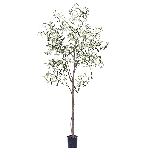 Phimos 7FT Artificial Olive Tree (82") Tall Fake Potted Olive Tree with Planter Large Faux Olive Branches and Fruits Artificial Tree for Modern Home Office Living Room Floor Decor Indoor