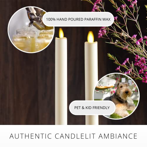 Luminara Set of 2 Moving Flame LED Taper (1x9.75), Flameless Candle, Melted Edge, Smooth Wax, Unscented (Ivory)