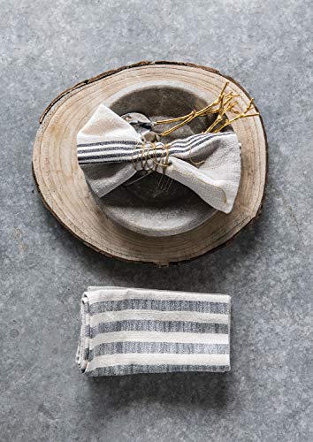 Creative Co-Op Taupe, Black & Cream Striped Cotton Woven Napkins (Set of 4 Pieces)