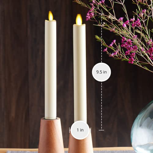 Luminara Set of 2 Moving Flame LED Taper (1x9.75), Flameless Candle, Melted Edge, Smooth Wax, Unscented (Ivory)