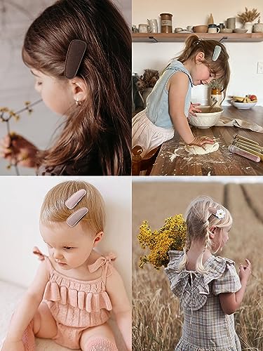 Fancy Clouds 20 Pack Baby Hair Clips for Girls Toddler,Neutral Fabric Snap Clips Pins With Embroidery Daisy Flower,Handmade Hair Accessories Barrettes for School Age Kids Children Gifts
