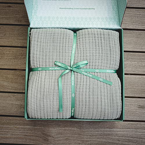 Mint Alley Cotton Muslin Blanket 4-Layer Mint Blankets for Adult Extra Lightweight Soft Breathable Throw Comfort Blanket All Season (Dark Grey, 59" x 78")