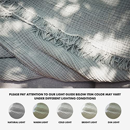 Mint Alley Cotton Muslin Blanket 4-Layer Mint Blankets for Adult Extra Lightweight Soft Breathable Throw Comfort Blanket All Season (Dark Grey, 59" x 78")